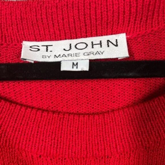 St. John red knit long-sleeve top size US M - Picture 3 of 8